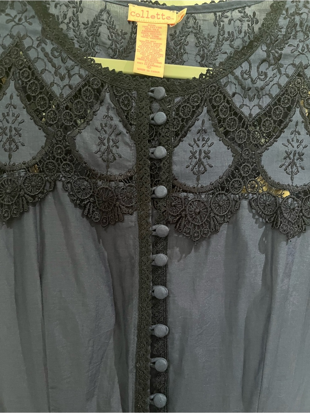 Collette by Collette Dinnigan Blue Lace Inset Midi Dress Sz XXS Dark Romantic - Picture 7 of 14